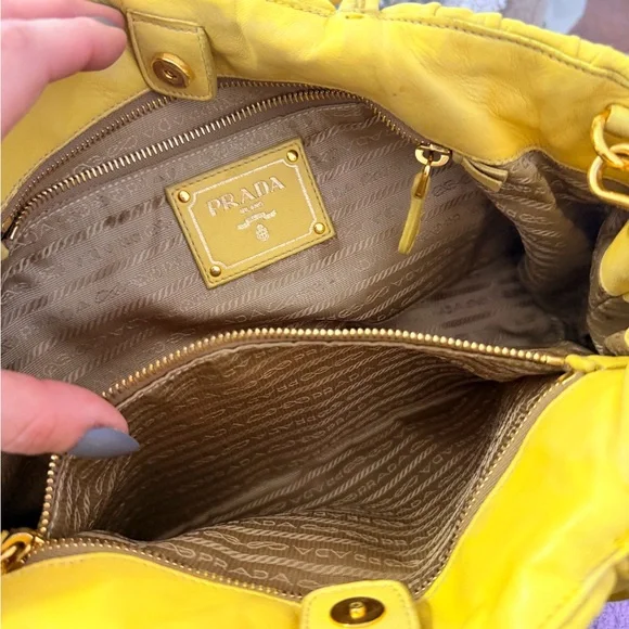 Prada Nappa Gaufre Leather Bag With Bow Accent - Picture 12 of 12